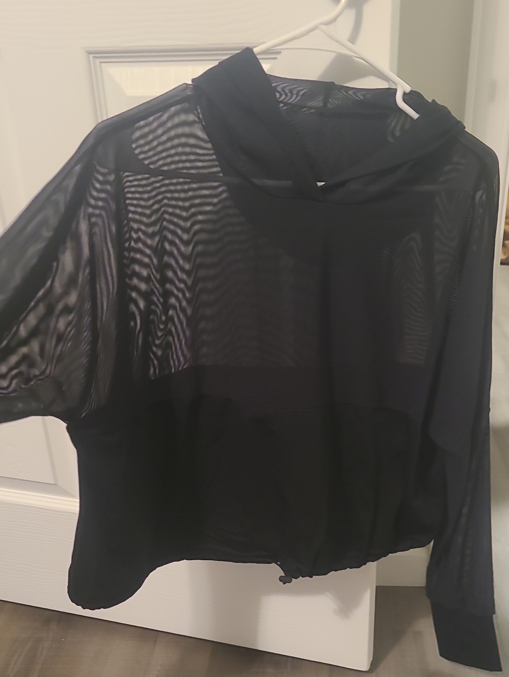Buffbunny Women's Black Sheer/mesh Hoodie Top